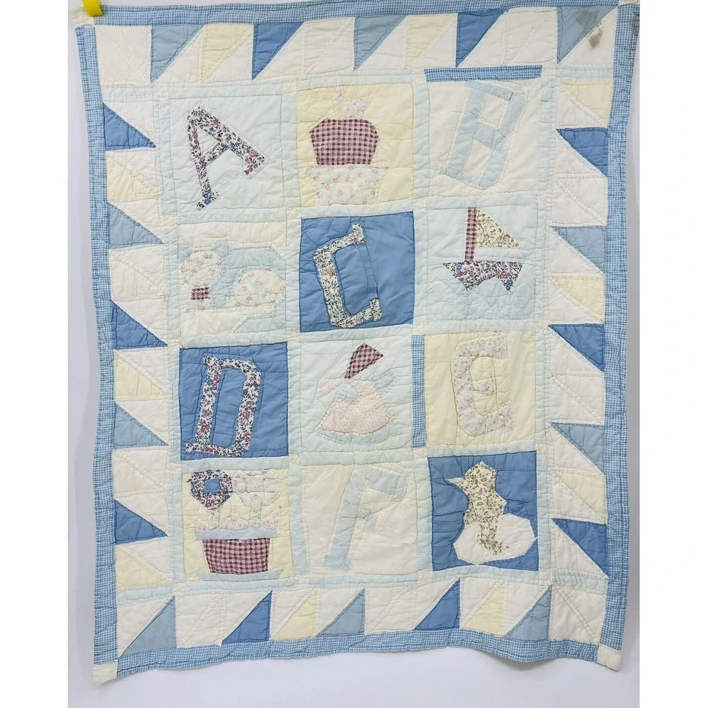 Vintage Handmade Quilt Alphabet Baby Nursery Crib ABC 34